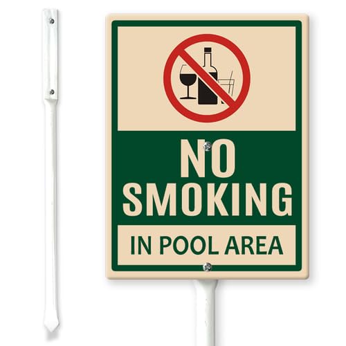 Horienteeon Schild mit Pfählen "No Glass Allowed in Pool Area", 20 x 30 cm, stabiles Aluminiumschild, rostfrei, Poolregeln, Sicherheitsschild, Zubehör, Schwimmbad-Dekoration, Business-Warnschilder Horienteeon Schild mit Pfählen "No Glass Allowed in Pool Area", 20 x 30 cm, stabiles Aluminiumschild, rostfrei, Poolregeln, Sicherheitsschild, Zubehör, Schwimmbad-Dekoration, Business-Warnschilder von Horienteeon