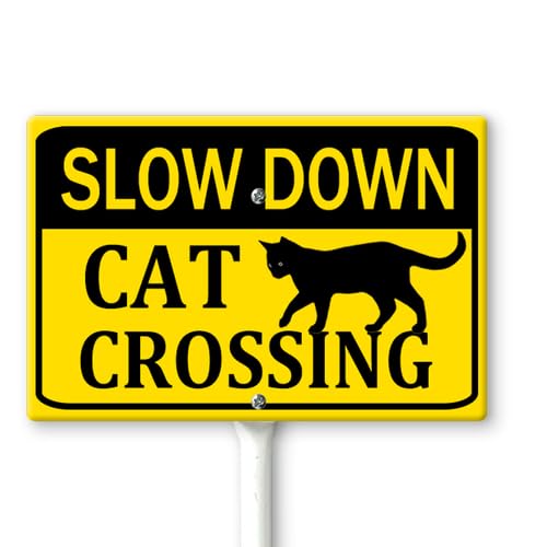Horienteeon Slow Down Cat Xing Crossing Yard Schild mit Heringen, 30 x 20 cm, stabiles Aluminium-Schild, rostfrei, für den Außenbereich, Straßenschild, verlangsamt sich nicht, Tiere, Kreuzung Horienteeon Slow Down Cat Xing Crossing Yard Schild mit Heringen, 30 x 20 cm, stabiles Aluminium-Schild, rostfrei, für den Außenbereich, Straßenschild, verlangsamt sich nicht, Tiere, Kreuzung von Horienteeon