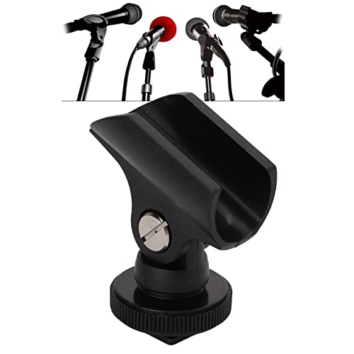Horoper Flexibler Mikrofonhalter, 1,95 cm Mikrofon-Clip-Halter Kunststoff-Mikrofon-Clip-Ständer mit Blitzschuh und 1/4 Zoll Schraubenloch für DSLR-Kamera von Horoper