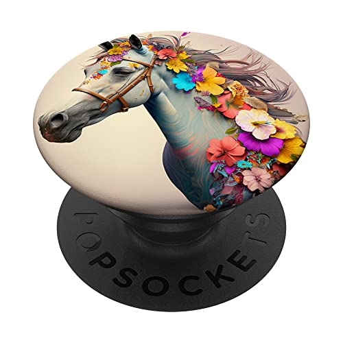 Blumenpferd-Design für Mädchen, Pferd PopSockets mit austauschbarem PopGrip von Horse Gifts and Stuff For Girls Who Love Riding