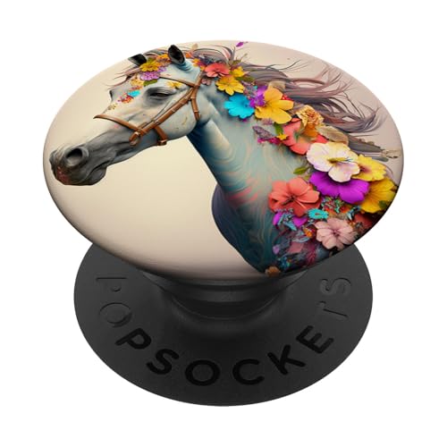 Blumenpferd-Design für Mädchen, Pferd PopSockets Klebender PopGrip von Horse Gifts and Stuff For Girls Who Love Riding