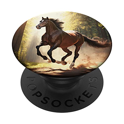 Pferd galoppiert im Wald Design für Mädchen, Pferd PopSockets mit austauschbarem PopGrip von Horse Gifts and Stuff For Girls Who Love Riding