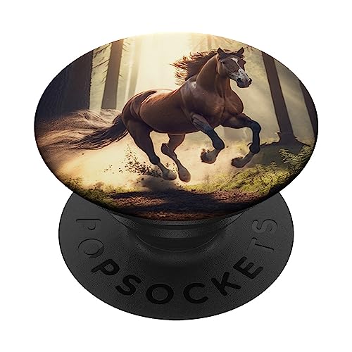 Pferd galoppiert im Wald Design für Mädchen, Pferd PopSockets mit austauschbarem PopGrip von Horse Gifts and Stuff For Girls Who Love Riding