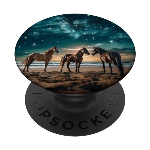 Pferd Nacht auf dem Strand unter Sternenhimmel Pferde PopSockets mit austauschbarem PopGrip von Horse Lover