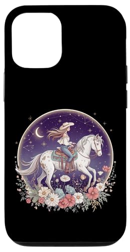 Cowgirl Reitpferd im Wildblumenfeld Blumenpferd Mädchen Hülle für iPhone 12/12 Pro von Horse Riding Gifts for Women & Girls