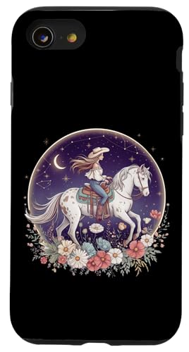 Cowgirl Reitpferd im Wildblumenfeld Blumenpferd Mädchen Hülle für iPhone SE (2020) / 7 / 8 von Horse Riding Gifts for Women & Girls