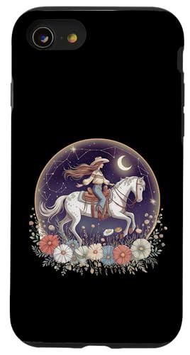 Cowgirl Reitpferd im Wildblumenfeld Blumenpferd Mädchen Hülle für iPhone SE (2020) / 7 / 8 von Horse Riding Gifts for Women & Girls