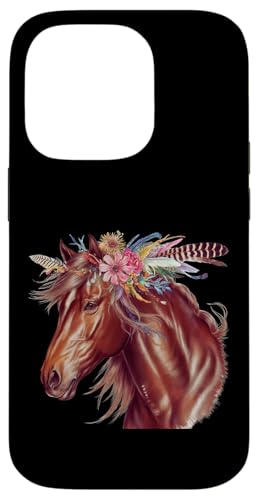 Florales Wildpferd Frühling Natur Pferdeliebhaber Landpferd Hülle für iPhone 14 Pro von Horse Riding Gifts for Women & Girls