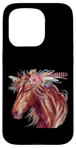 Florales Wildpferd Frühling Natur Pferdeliebhaber Landpferd Hülle für iPhone 15 Pro von Horse Riding Gifts for Women & Girls