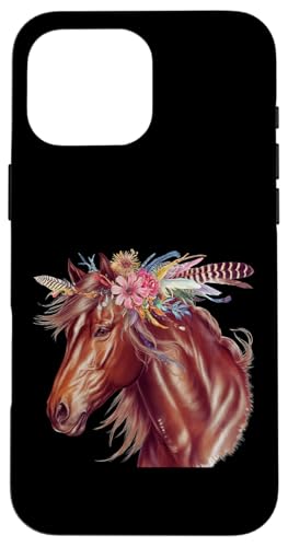 Florales Wildpferd Frühling Natur Pferdeliebhaber Landpferd Hülle für iPhone 16 Pro Max von Horse Riding Gifts for Women & Girls