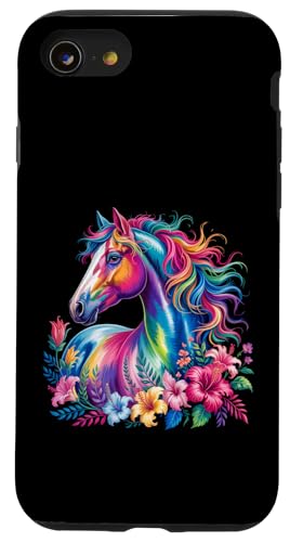 Florales Wildpferd Frühling Natur Pferdeliebhaber Landpferd Hülle für iPhone SE (2020) / 7 / 8 von Horse Riding Gifts for Women & Girls