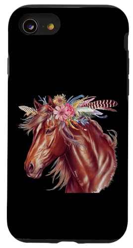 Florales Wildpferd Frühling Natur Pferdeliebhaber Landpferd Hülle für iPhone SE (2020) / 7 / 8 von Horse Riding Gifts for Women & Girls