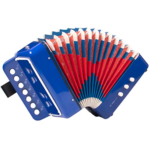 Horse Knopf-Akkordeon, 10 Tasten, Kinder-Akkordeon, Musikinstrumente für Kinder, Anfänger, leicht und umweltfreundlich (Blau) von Horse