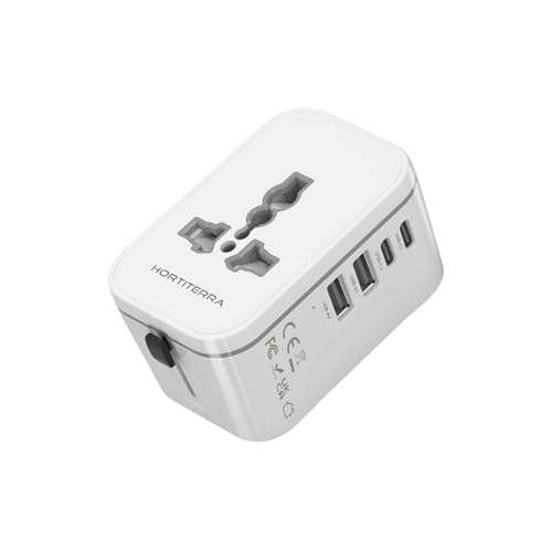 DE Reiseadapter Weltweit, Universal Reisestecker mit 2 USB A und 2 USB C, Internationaler Steckdosenadapter, Universaladapter für England USA Japan Thailand Australien von Hortiterra