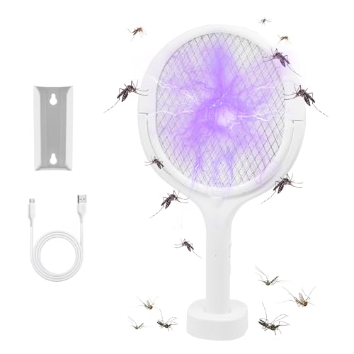 Horuili® Insektenvernichter Elektrischer, Wiederaufladbare elektrische Mückenklatsche, Stechmückenfallen mit UV-Lampen, drehbar, einziehbar, Verstellbarer Winkel, 1200mAh von Horuili