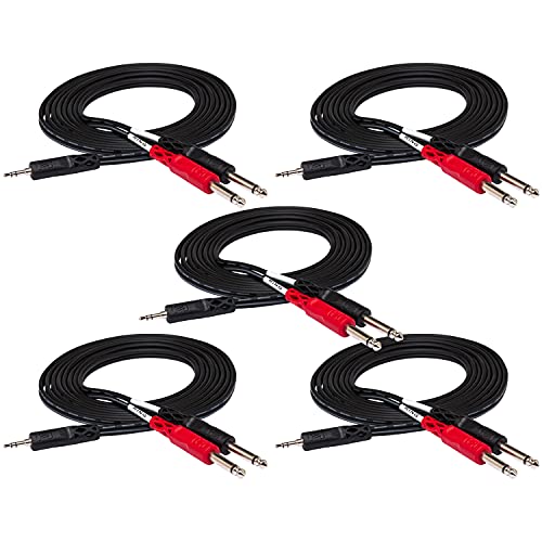 Hosa CMP-153 3.5 mm TRS to Dual 1/4" TS Stereo Breakout Cable, 3 Feet (5-Pack) von Hosa