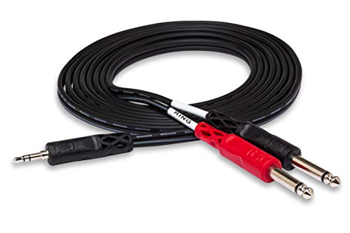 Hosa CMP-159 PAK5 3,5mm TRS auf Dual 1/4 Zoll TS Stereo Breakout Kabel, 10 ft, schwarz, 1-Stück von Hosa
