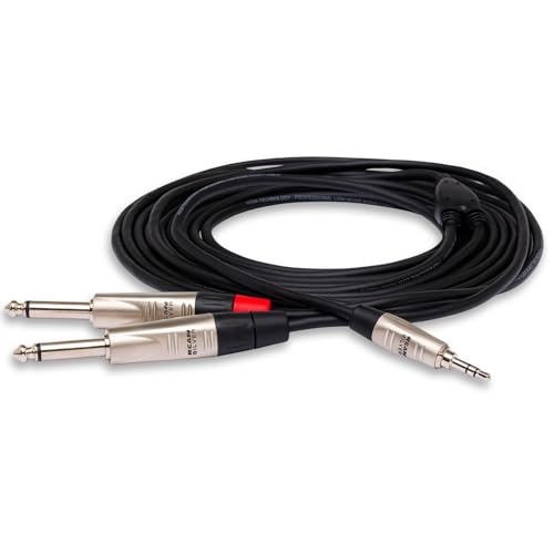 Hosa HMP-003Y, Pro Stereo Breakout, REAN 3.5 mm TRS to Dual 1/4 in TS, 3 ft von Hosa