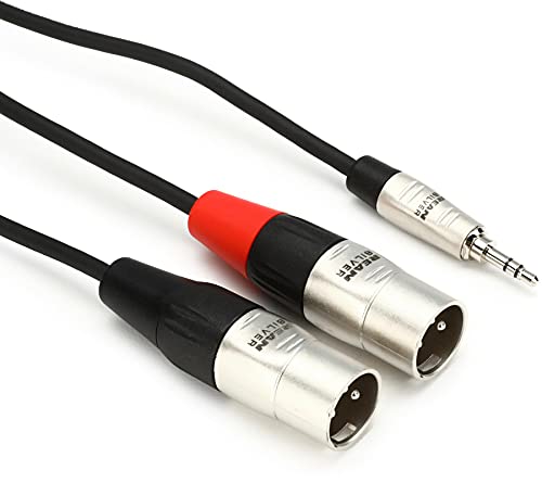Hosa HMX-015Y REAN 3,5 mm TRS auf Dual XLR3M Pro Stereo Breakout Kabel, 4,5 m (HMX015Y) von Hosa