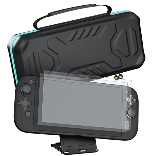 Hosanwell Tasche für Switch 2 (2025), 13-in-1 Harte Organizer für Nintendo Switch 2 , Tragbare Schutzhülle mit Silikonhülle, Panzerglas, Joystick-Kappen & Standfuß von Hosanwell