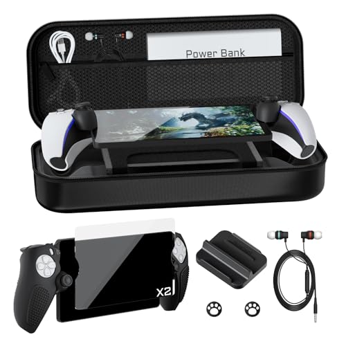 Hosanwell Tragetasche für Playstation Portal, Tragbarer für Reise und Home Aufbewahrungs Tasche für PS Portal, 9-in-1-Zubehör-Set für PS Portal, Silikongriffhülle, Bildschirmschutz, Joystick-Kappen von Hosanwell