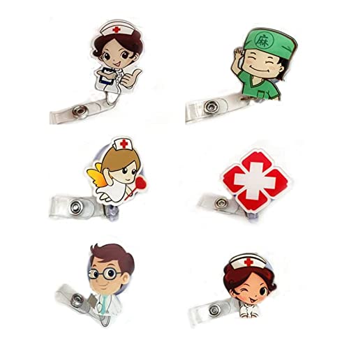 6 Stück Krankenschwester Abzeichen Rollenhalter, Versenkbare Abzeichen Halter, ID Abzeichen Rollen Clip für Krankenschwestern, Ärzte, Freiwillige von Hoshisea