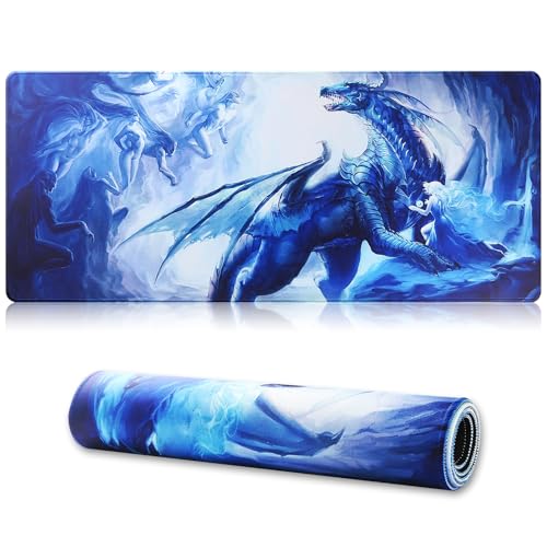 Hosimoln Gaming-Mausmatte, Large Mouse Pad Größe 80x30CM Dicke3MM,Premium-strukturiertes rutschfestes und wasserdichtes Computer-Mousepad mit genähten Kanten für Gaming/Office/Home80x30 Girldragon006 von Hosimoln