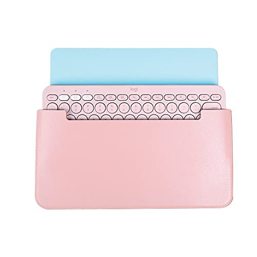Hosoncovy PU Leder Tragbare Tastatur Aufbewahrungstasche Reisetasche Staubdichte Schutzhülle für Logitech K380 Multi-Gerät Bluetooth Tastatur (Rosa) von Hosoncovy
