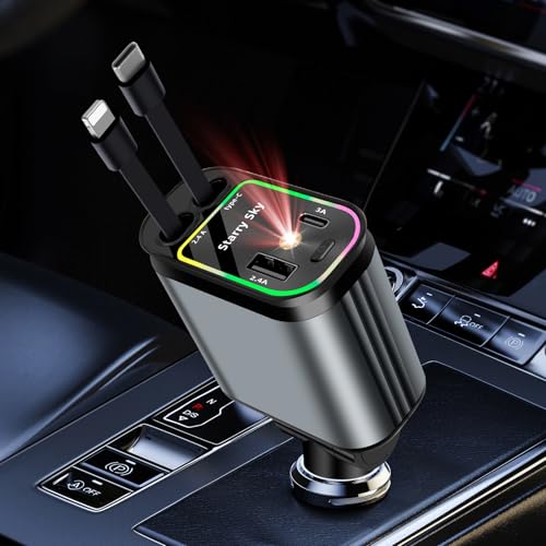 4 in 1 Zigarettenanzünder USB C 66W Einziehbares Auto Ladegerät Auto Schnellladegerät KFZ Ladegerät Car Gadget Auto Zubehör Innenraum Ladekabel Auto Kompatibel mit iPhone/Galaxy/Pixel/Google/Huawei 4 in 1 Zigarettenanzünder USB C 66W Einziehbares Auto Ladegerät Auto Schnellladegerät KFZ Ladegerät Car Gadget Auto Zubehör Innenraum Ladekabel Auto Kompatibel mit iPhone/Galaxy/Pixel/Google/Huawei von Hossom