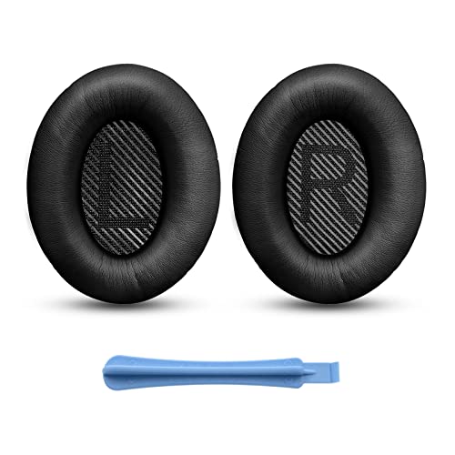 Hossom Ersatz Ohrpolster für Bose QuietComfort 35 ii, Premium Ersatzpolster für Bose QuietComfort 35 Kopfhörer, Ersatzpolster für Bose QC35, QC25, QC15/Ae2, Ae2i, Ae2w / Sound Link/True (Schwarz) von Hossom