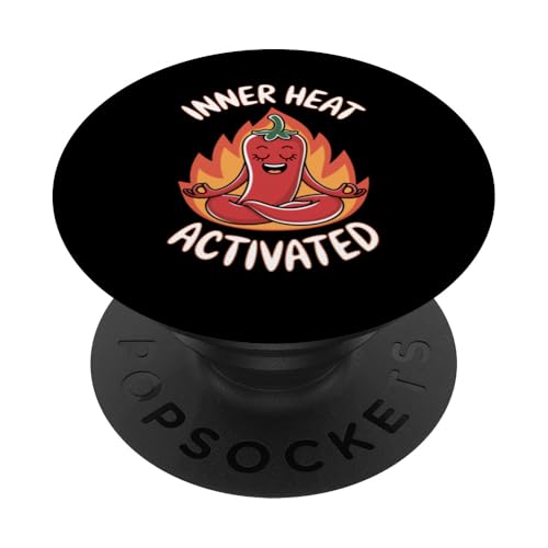 Chili-Yoga-Pose mit rotem Pfeffer, Liebhaber von scharfem Essen PopSockets Klebender PopGrip Chili-Yoga-Pose mit rotem Pfeffer, Liebhaber von scharfem Essen PopSockets Klebender PopGrip von Hot Chilli & Spicy Food Designs