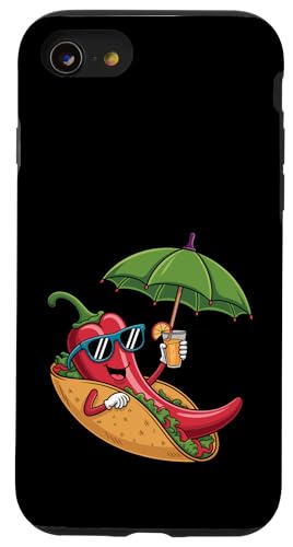 Cooles Paprika-Chili, würziges mexikanisches Essen, Sommer-Taco-Liebhaber Hülle für iPhone SE (2020) / 7 / 8 von Hot Chilli & Spicy Food Designs