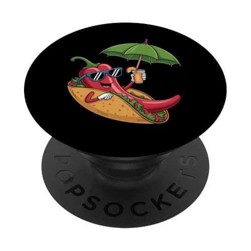 Cooles Paprika-Chili, würziges mexikanisches Essen, Sommer-Taco-Liebhaber PopSockets Klebender PopGrip von Hot Chilli & Spicy Food Designs