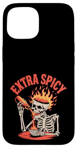 Liebhaber besonders scharfer Speisen mit rotem Pfeffer-Chili Hülle für iPhone 15 von Hot Chilli & Spicy Food Designs