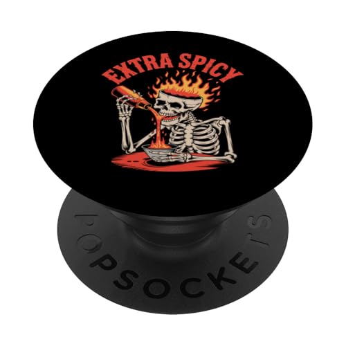 Liebhaber besonders scharfer Speisen mit rotem Pfeffer-Chili PopSockets Klebender PopGrip von Hot Chilli & Spicy Food Designs