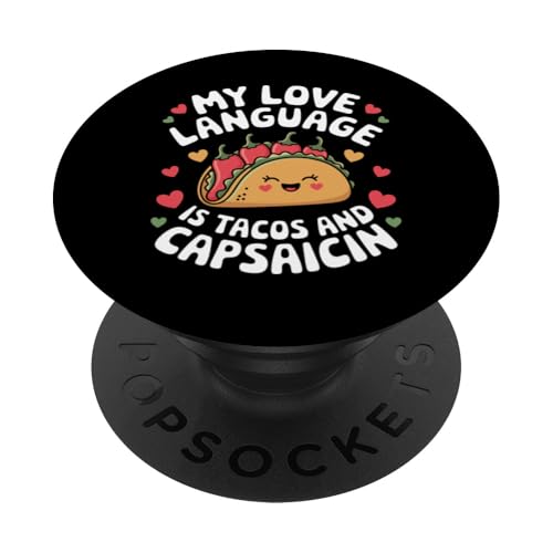 Paprika-Chili-Capsaicin, würziges mexikanisches Essen, Taco-Liebhaber PopSockets Klebender PopGrip von Hot Chilli & Spicy Food Designs