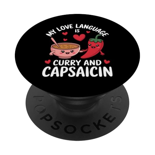 Paprika-Chili-Capsaicin Love Language Indisches Curry PopSockets Klebender PopGrip von Hot Chilli & Spicy Food Designs