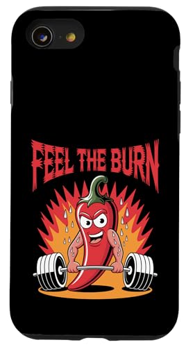 Training im Fitnessstudio mit rotem Pfeffer, Chili, scharfem Essen Hülle für iPhone SE (2020) / 7 / 8 von Hot Chilli & Spicy Food Designs