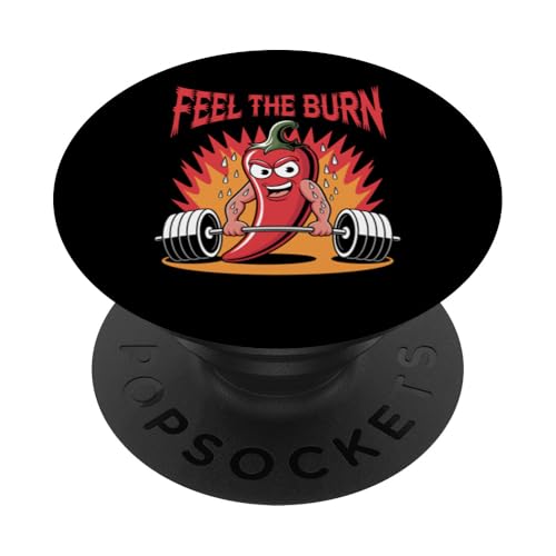 Training im Fitnessstudio mit rotem Pfeffer, Chili, scharfem Essen PopSockets Klebender PopGrip Training im Fitnessstudio mit rotem Pfeffer, Chili, scharfem Essen PopSockets Klebender PopGrip von Hot Chilli & Spicy Food Designs