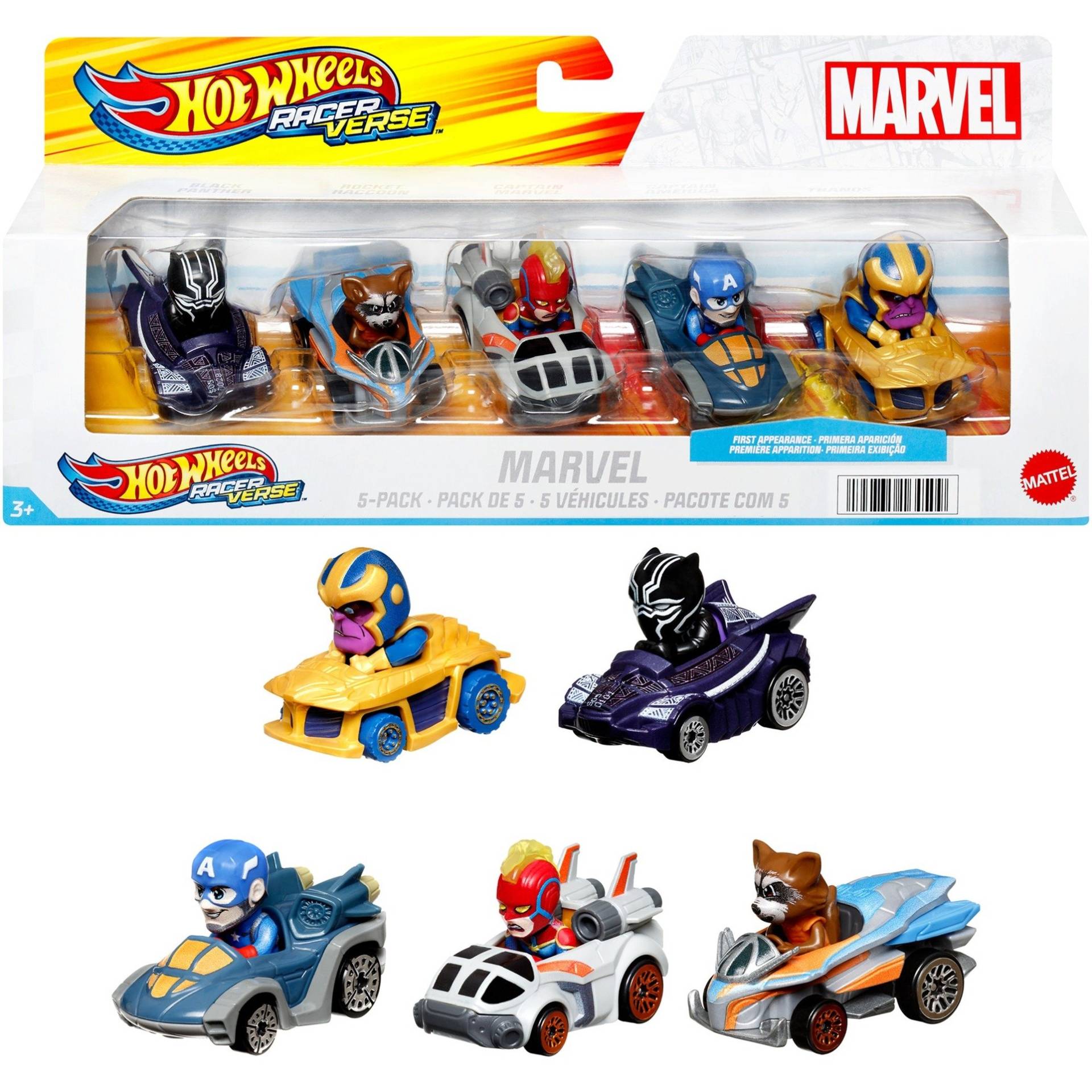 Racerverse Marvel 5er-Pack, Spielfahrzeug von Hot Wheels