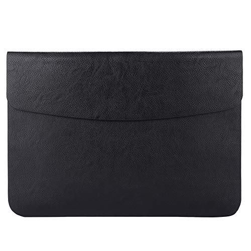 Laptop Hülle - PU Leder Tasche Schutzhülle Lederhülle Wallet Case Leather Sleeve Aktentasche mit Karten-Slot für Apple MacBook Air/MacBook Pro,Schwarz,MacBook 12 Zoll von HotYou