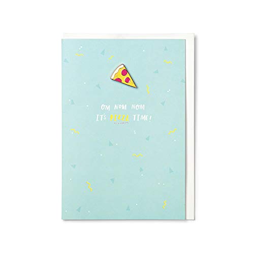 Hotchpotch Om Nom Nom It's Pizza Time Karte mit Emaille-Pizza Pin von Hotchpotch