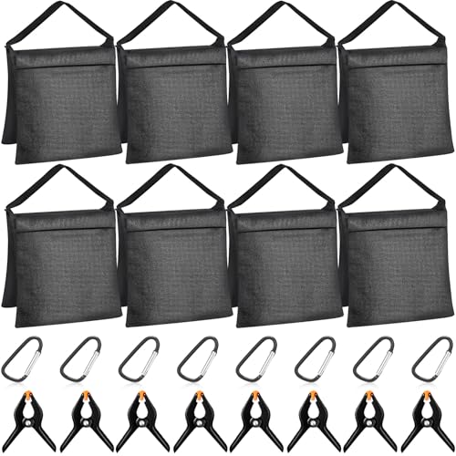 Hoteam 8 Sets Sandsack Outdoor Vorhang Beschwerte Taschen Sets mit Federklemmen, Haken für Lichthalterungen, Schweres Fotografie-Lichtstativ für feste Halterungen, Sport, Outdoor, Foto, Video von Hoteam