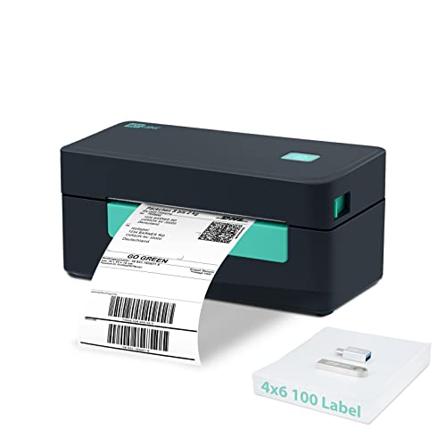 Hotlabel M9 Etikettendrucker Thermo-Versandetikettendrucker DHL Labeldrucker Mini-Thermodrucker für kleine Unternehmen, Etsy, Shopify, Ebay, Amazon, DPD, UPS, with 100 4 x 6 Etikettens von Hotlabel