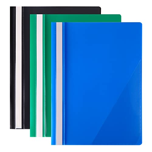 Schnellhefter, Dokument Schnellhefter A4 mit Dreieckstasche, Plastik, 3 Farben (Blau Grün Schwarz), 24 Stück von Hotyin