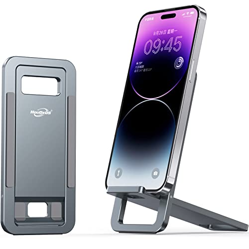 Klappbarer Telefonhalter für den Schreibtisch, Aluminiumlegierung Desktop-Handy-Ständer, kompatibel mit iPhone 14/14 Plus/14 Pro/14 Pro Max/13/13 Pro/13 Mini/13 Pro Max und anderen Smartphones von HouDeOS