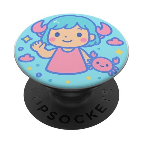 Krebs süßes Kawaii-Sternzeichen PopSockets Klebender PopGrip Krebs süßes Kawaii-Sternzeichen PopSockets Klebender PopGrip von House of Celestial Signs