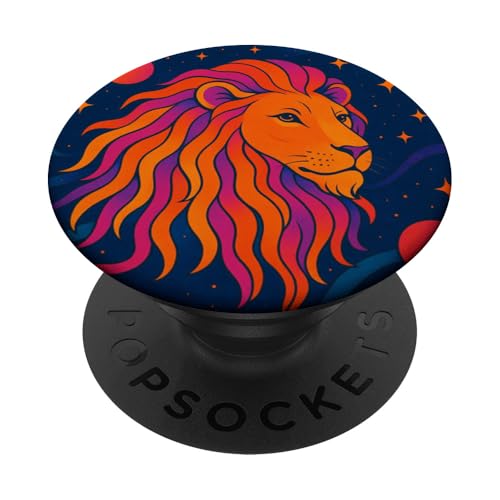 Löwe im psychedelischen Tierkreis-Kosmos PopSockets Klebender PopGrip Löwe im psychedelischen Tierkreis-Kosmos PopSockets Klebender PopGrip von House of Celestial Signs