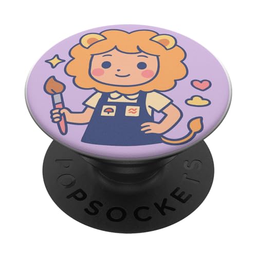 Niedliches Kawaii-Sternzeichen Löwe PopSockets Klebender PopGrip Niedliches Kawaii-Sternzeichen Löwe PopSockets Klebender PopGrip von House of Celestial Signs
