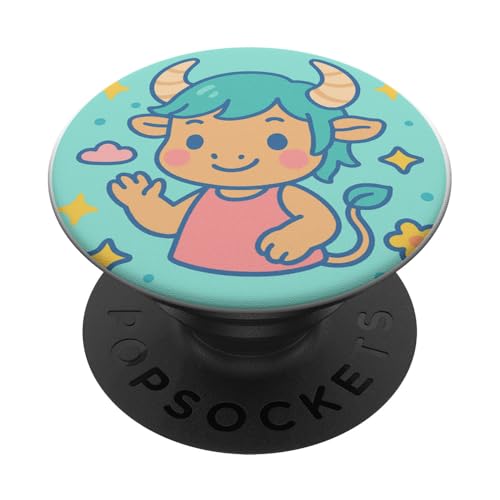 Niedliches Kawaii-Sternzeichen Stier PopSockets Klebender PopGrip Niedliches Kawaii-Sternzeichen Stier PopSockets Klebender PopGrip von House of Celestial Signs